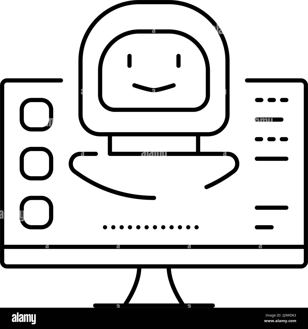 illustration vectorielle de l'icône de ligne de robot numérique Illustration de Vecteur