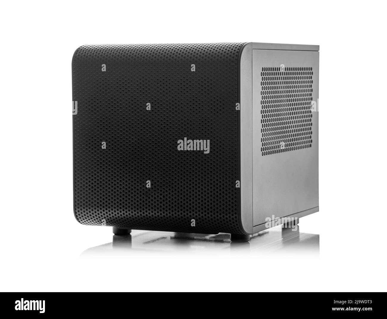 Système informatique noir isolé sur blanc. Banque D'Images