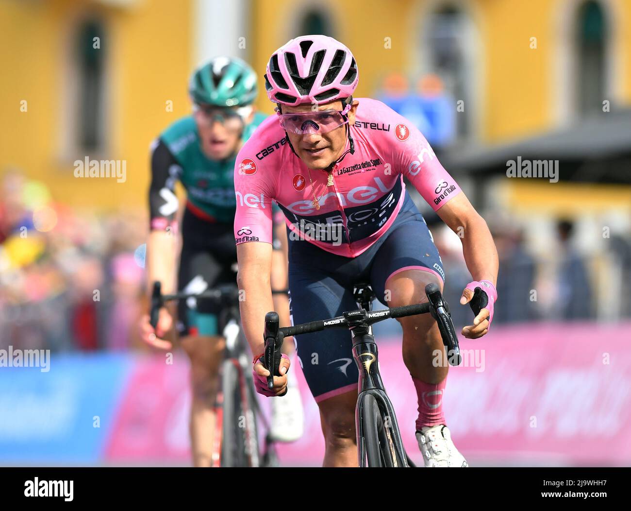 Cyclisme - Giro d'Italia - phase 17 - Ponte di Legno à Lavarone, Italie - 25 mai 2022 Richard Carapaz, de l'INEOS Grenadiers, réagit après l'étape 17 REUTERS/Jennifer Lorenzini Banque D'Images