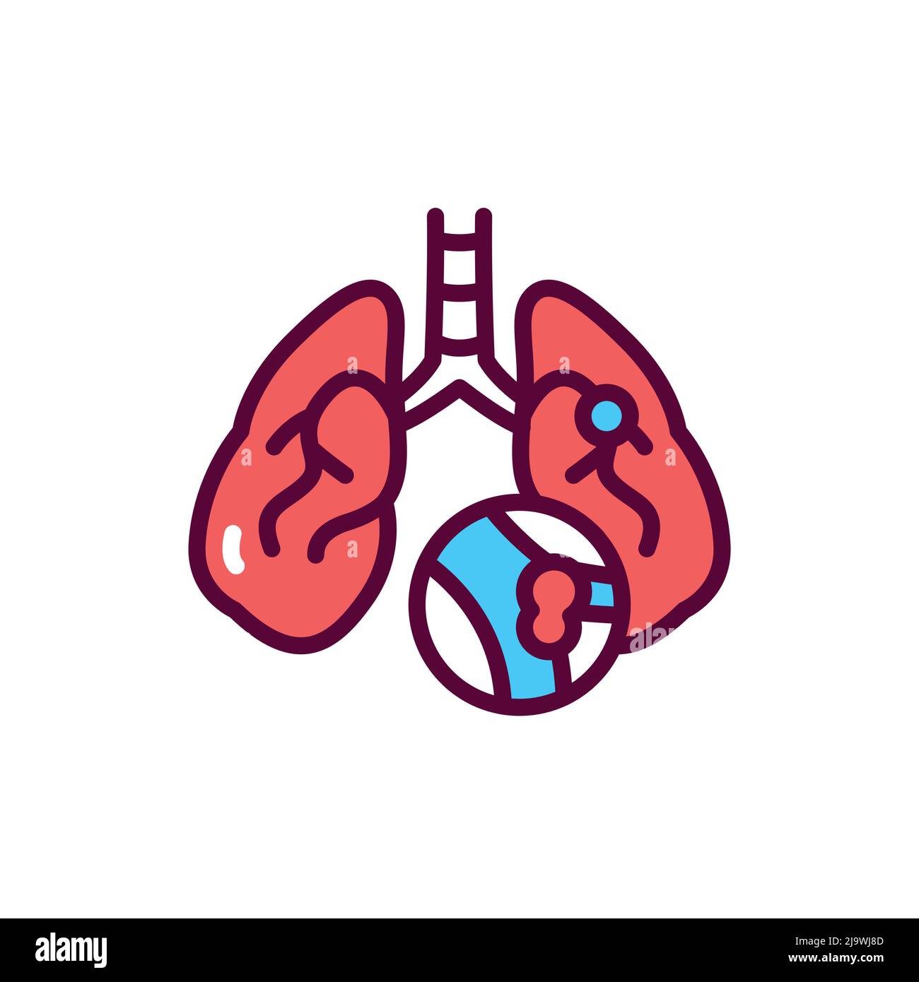 Icône de ligne de couleur d'embolie pulmonaire. Elément vectoriel isolé. Pictogramme de contour pour la page Web, l'application mobile, la promotion Illustration de Vecteur