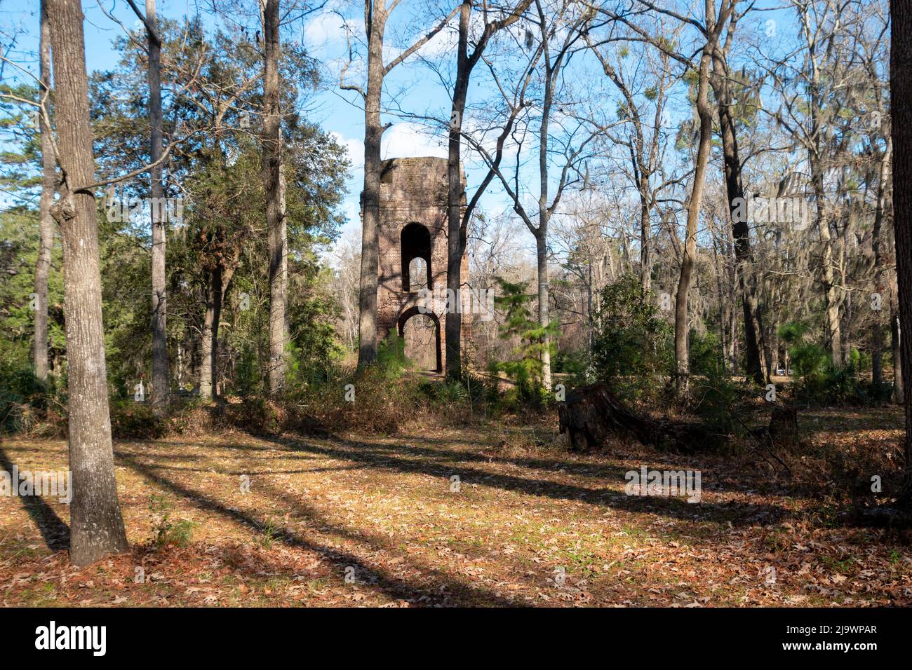 Les ruines du clocher de Saint George au parc historique d'État Colonial Dorchester à Summerville, en Caroline du Sud Banque D'Images