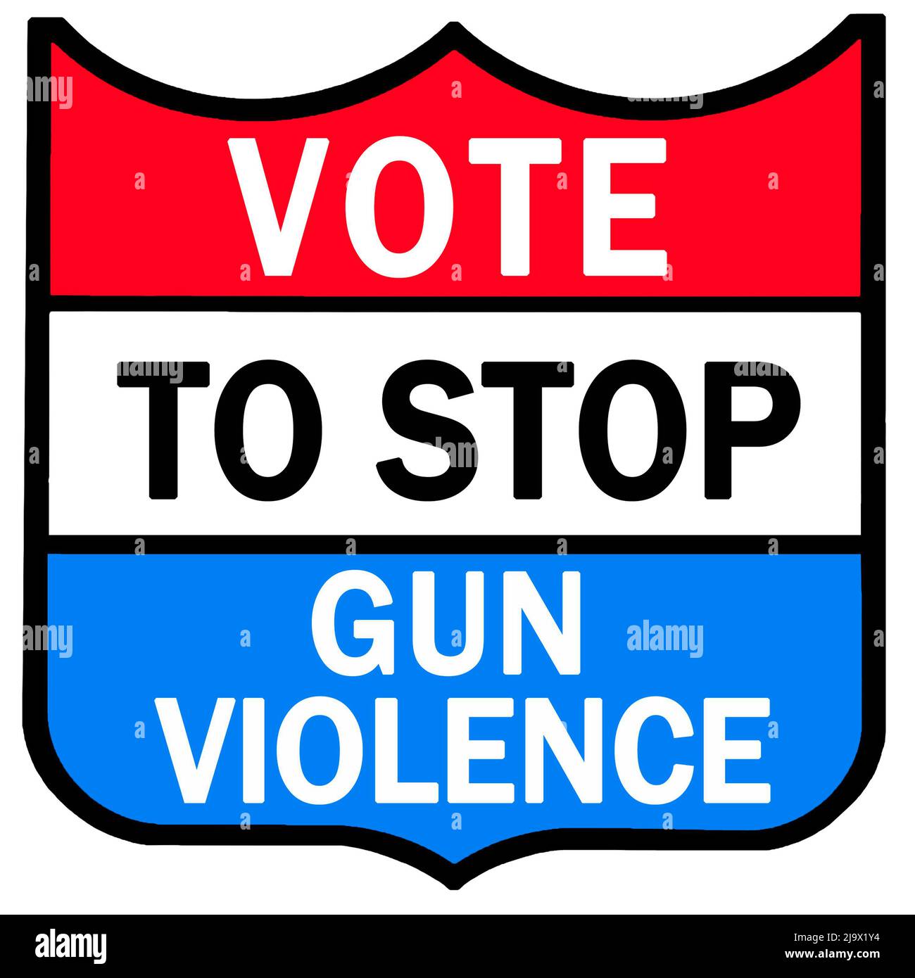 Votez pour l'emblème Stop à la violence des armes à feu afin de promouvoir la prise de conscience d'un problème actuel clé. Banque D'Images