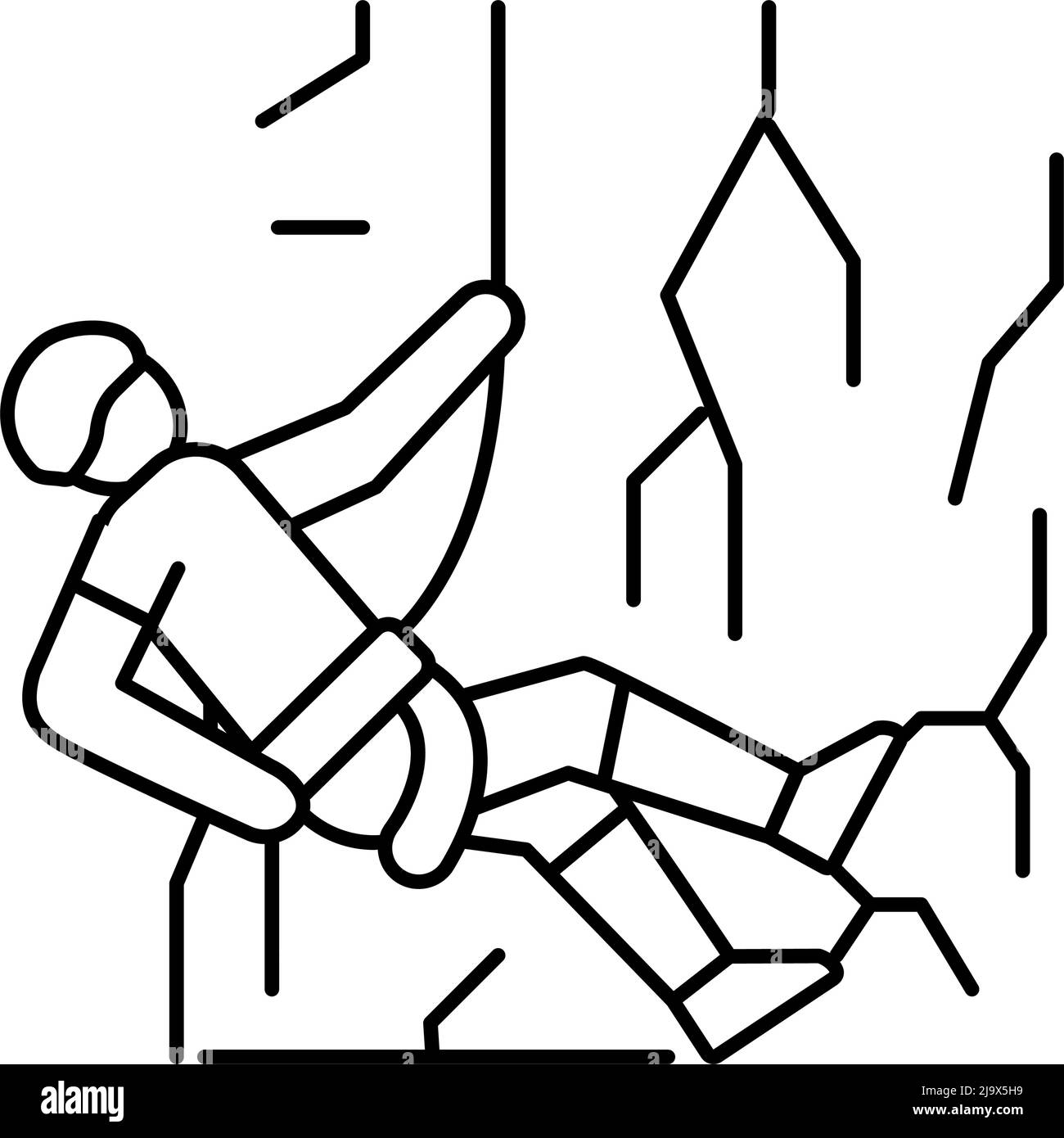 descente en rappel de l'illustration vectorielle de l'icône de la ligne sport extrême Illustration de Vecteur