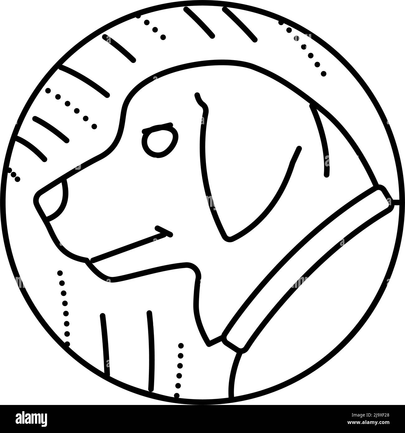 chien horoscope chinois ligne animale icône illustration vectorielle Illustration de Vecteur