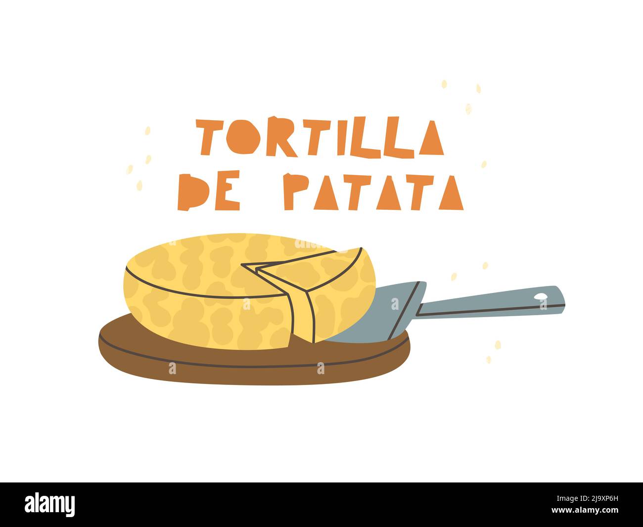 Omelette espagnole de pomme de terre isolée sur fond blanc. Cuisine nationale espagnole typique. Illustration vectorielle. Illustration de Vecteur