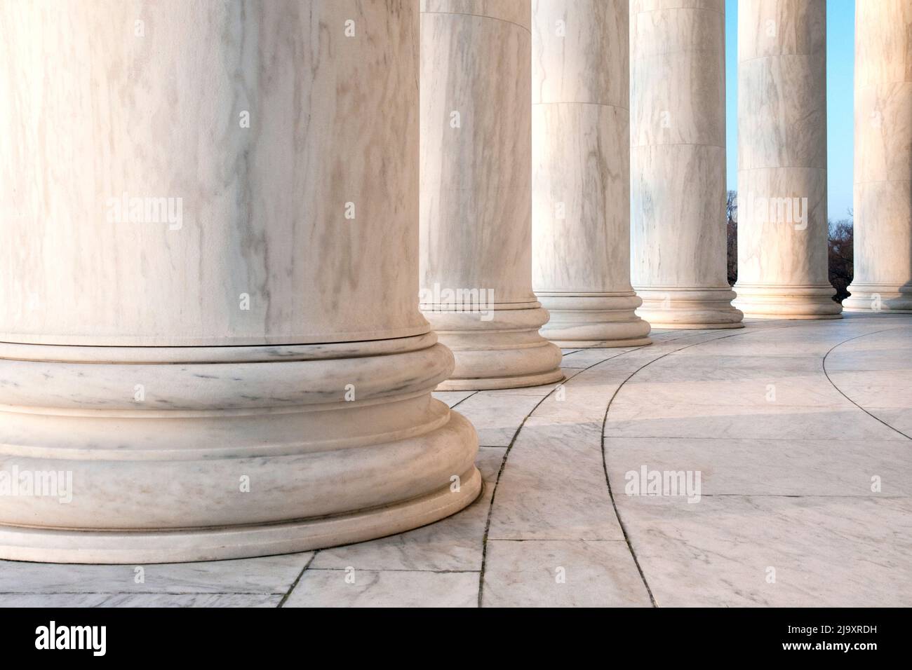 Base des colonnes ioniques au Jefferson Memorial à Washington DC Banque D'Images