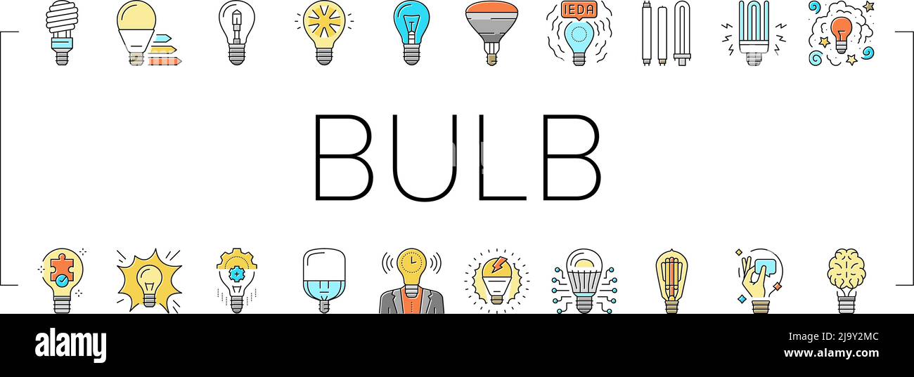 Ampoule énergie électrique accessoire icônes définir le vecteur Illustration de Vecteur