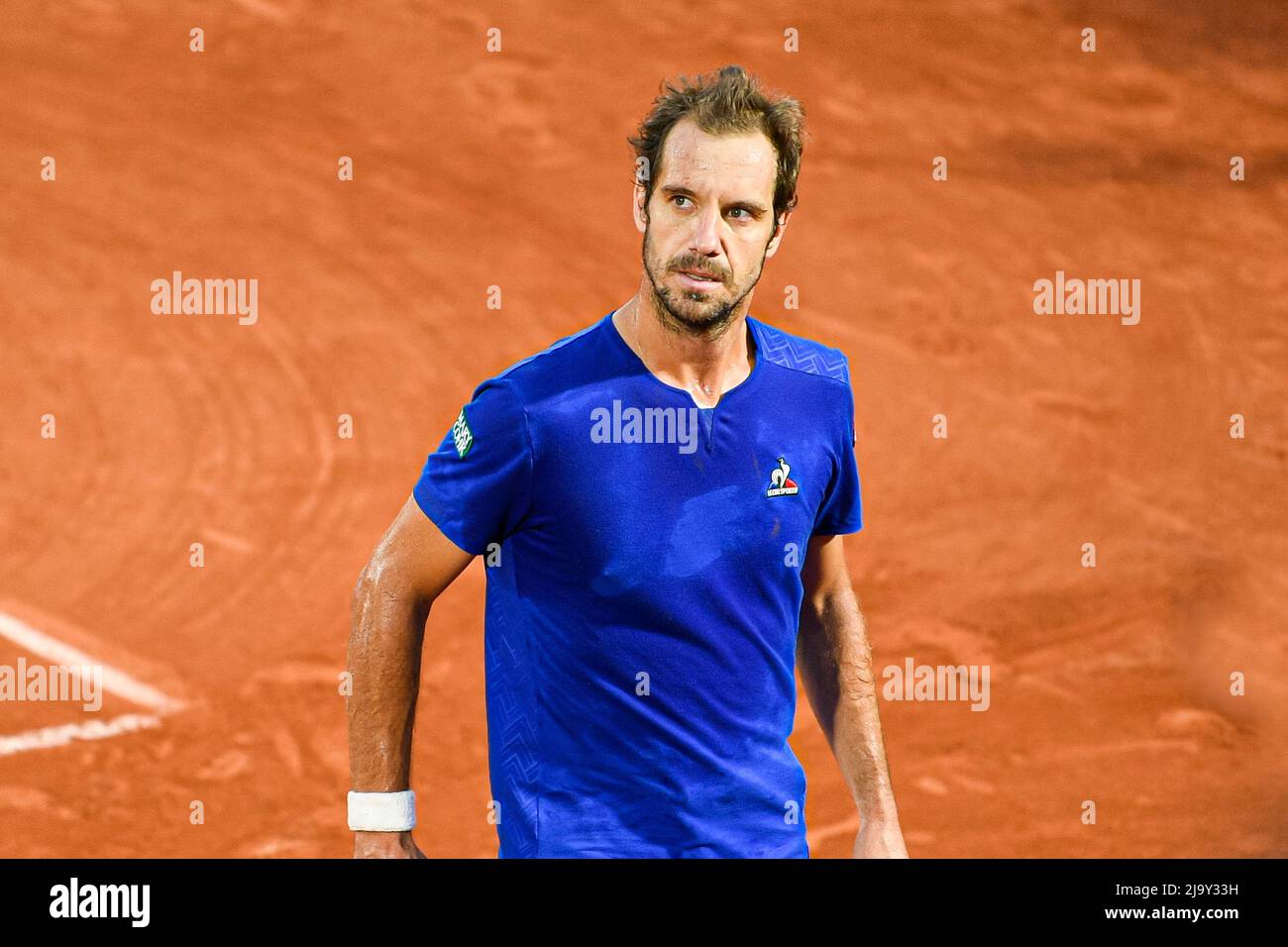 Paris, France. 25th mai 2022. Richard Gasquet de France pendant l'Open de France (Roland-Garros) 2022, Grand Chelem tournoi de tennis le 25 mai 2022 au stade Roland-Garros à Paris, France. Crédit : Victor Joly/Alamy Live News Banque D'Images