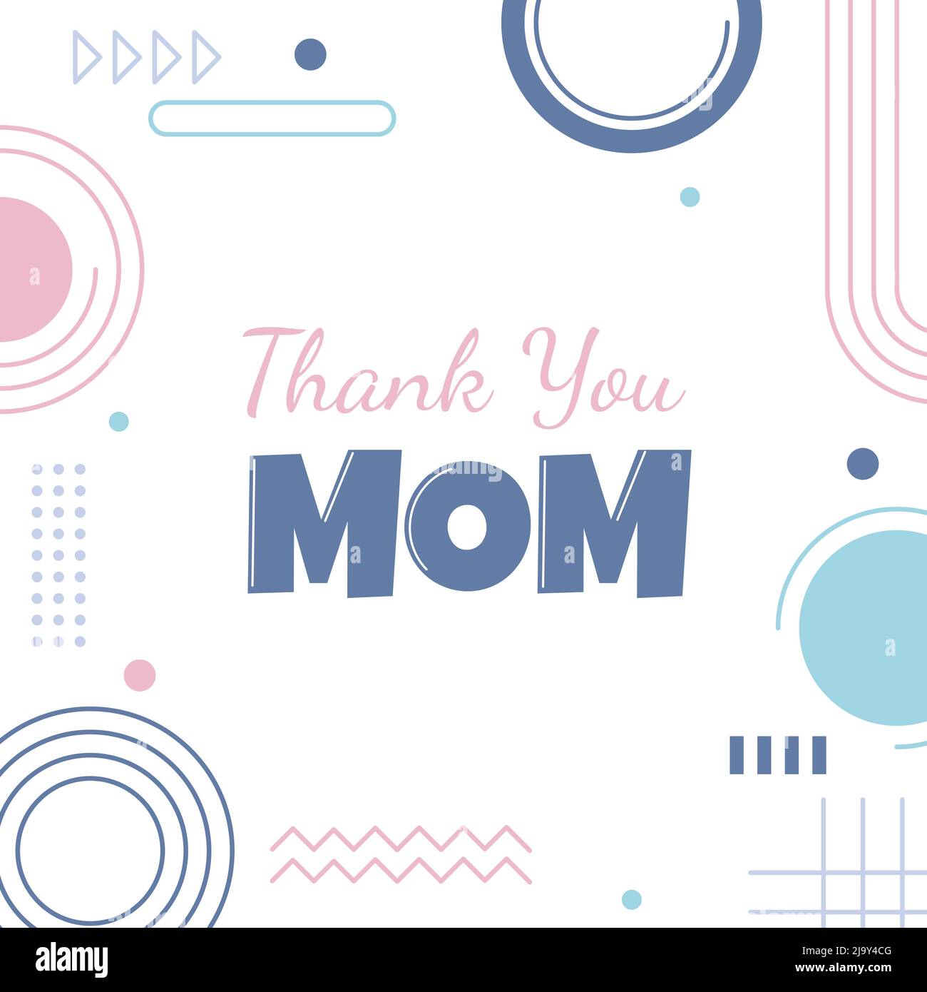 Merci maman carte carrée de fête des mères style abstrait Memphis Illustration de Vecteur