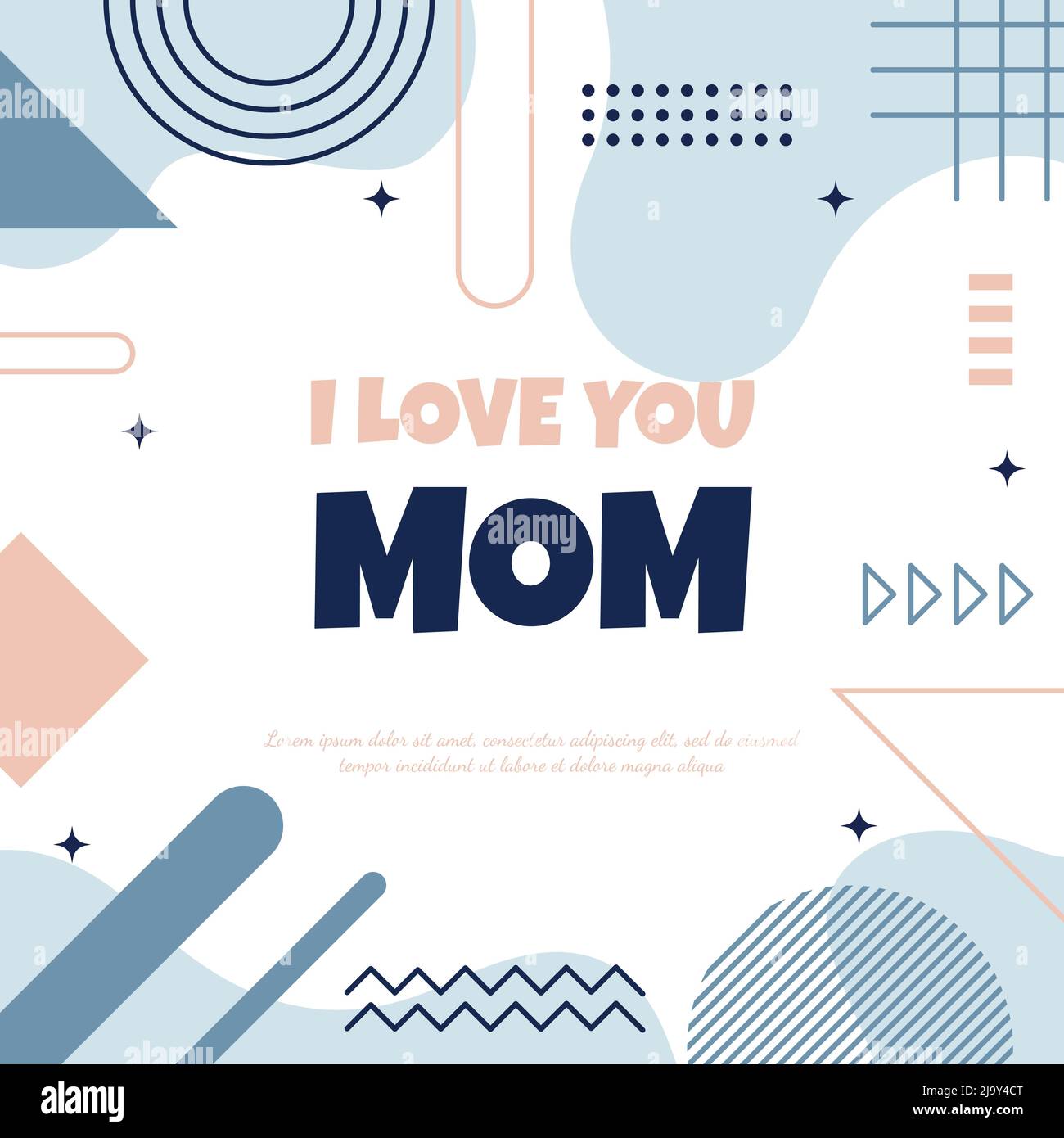 Carte cadeau Love Mum Mother Day Square style Memphis Illustration de Vecteur