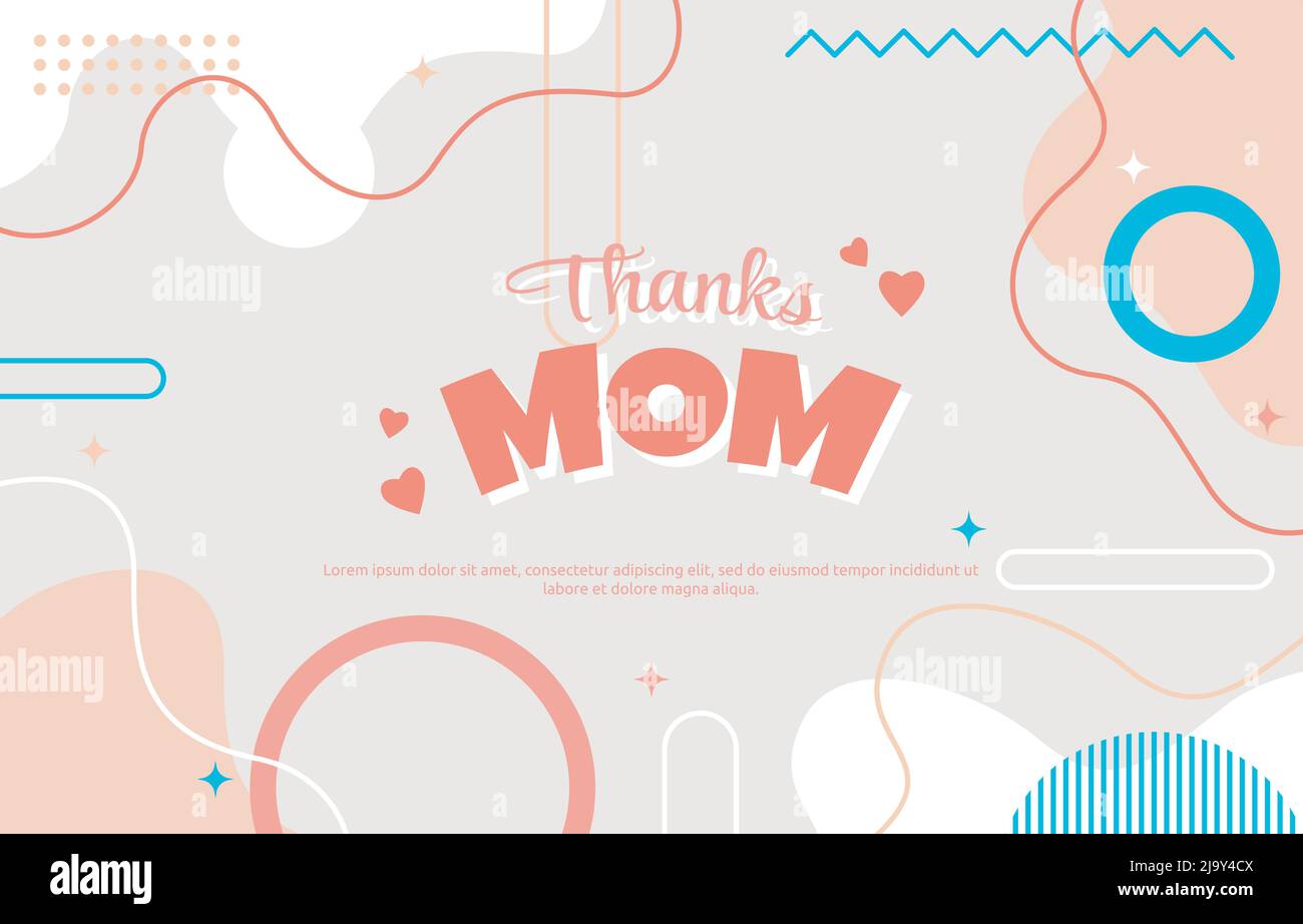 Carte-cadeau de fête des mères avec remerciement style abstrait Memphis Illustration de Vecteur