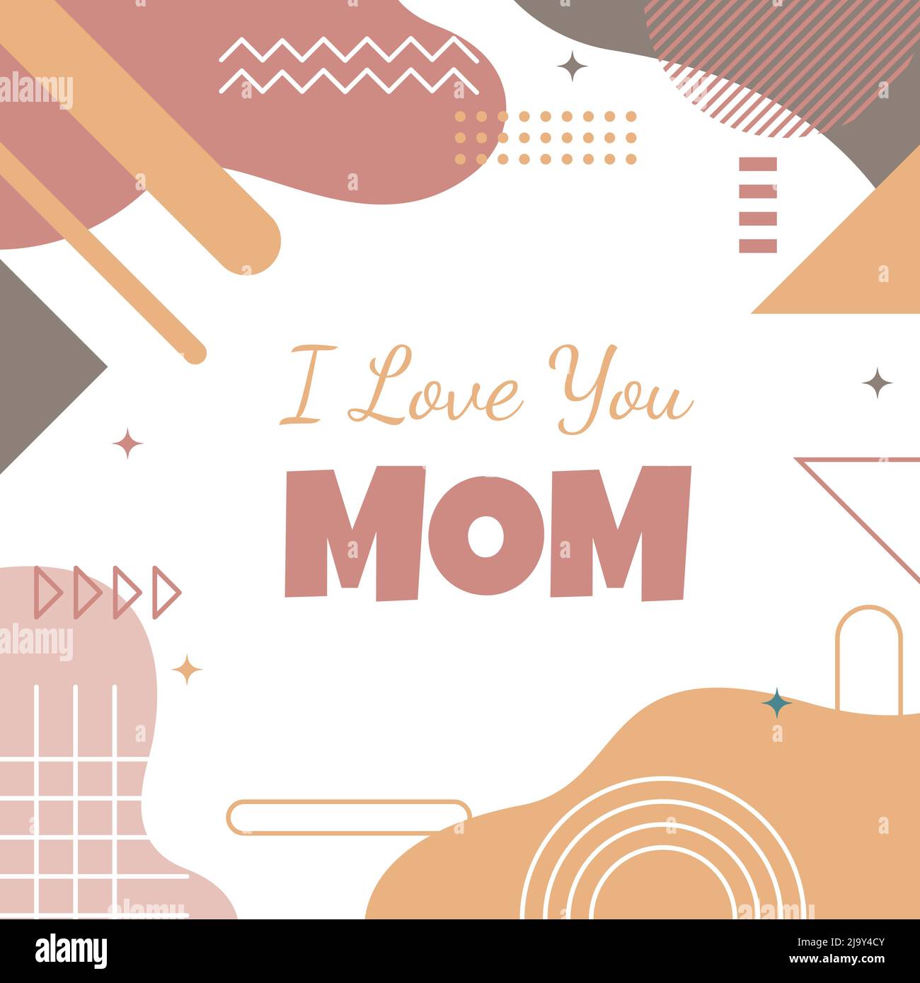 Carte cadeau Love Mum Mother Day Square style Memphis Illustration de Vecteur