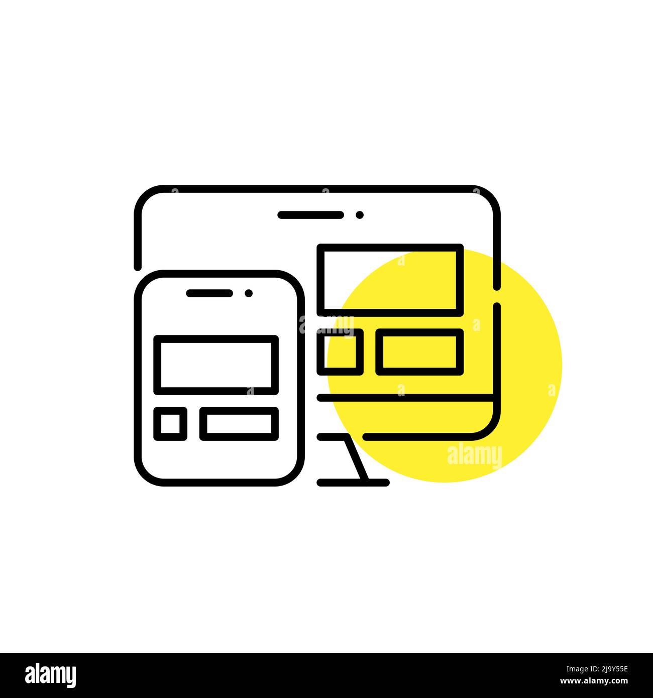 Symbole de conception Web évolutive et réactive. Même configuration sur PC et tablette. Icône de dessin au trait de trait, pixel Perfect, modifiable Illustration de Vecteur