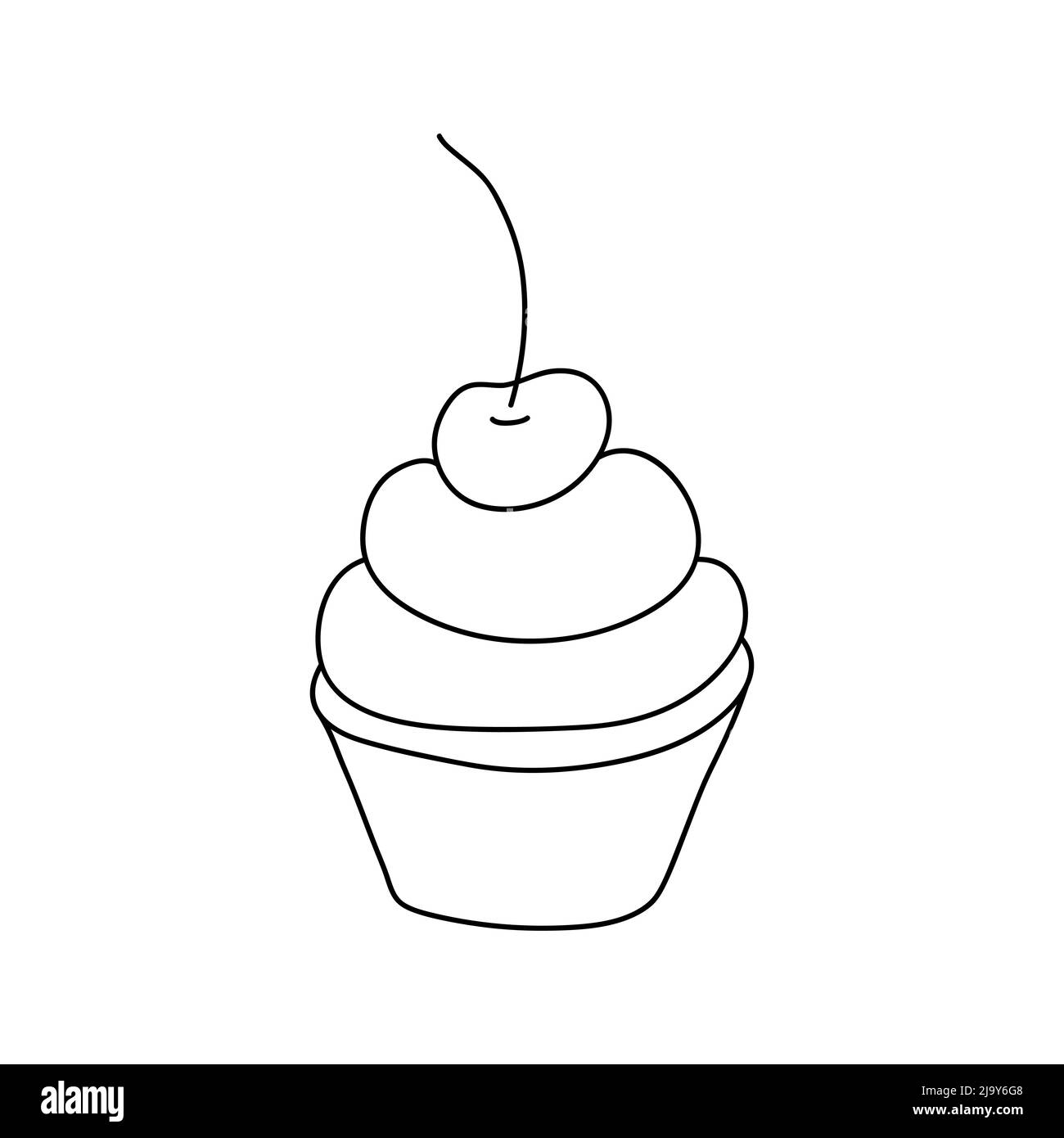 Gâteau de tasse Doodle. Design sketch élément pour menu café, bistrot, restaurant, café, boulangerie, étiquette, affiche, bannière, prospectus et emballage. Vecteur illus Illustration de Vecteur