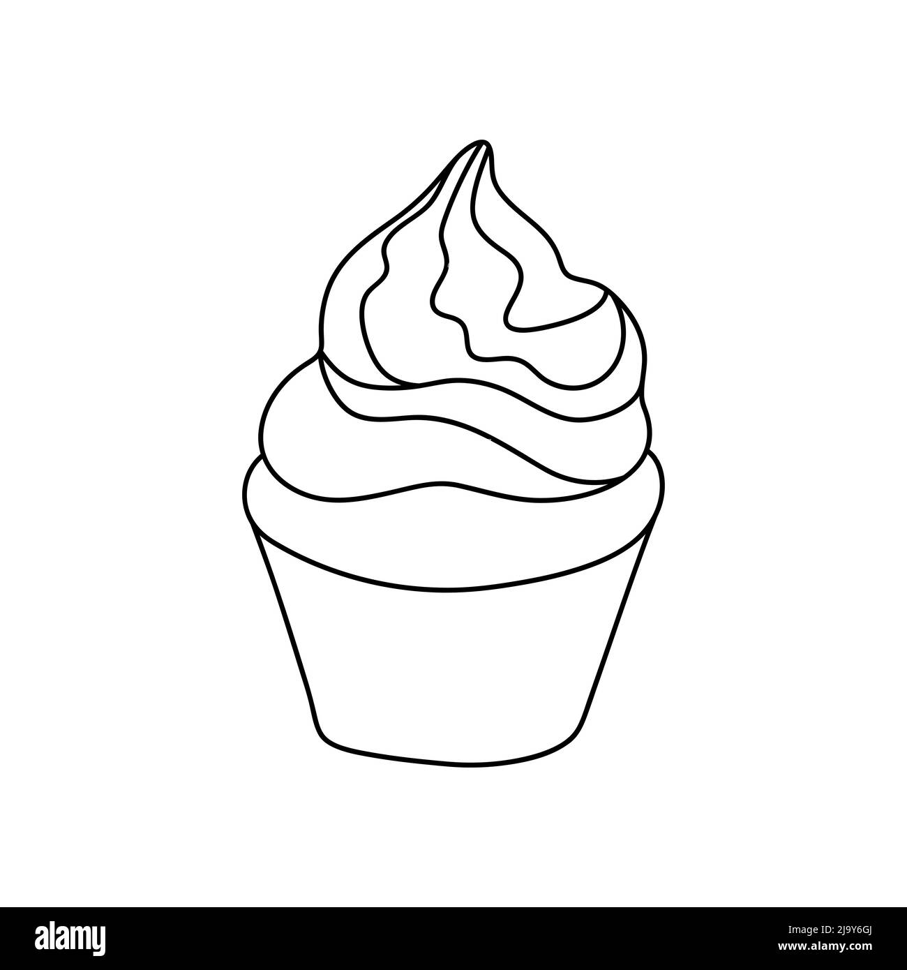 Gâteau de tasse Doodle. Design sketch élément pour menu café, bistrot, restaurant, café, boulangerie, étiquette, affiche, bannière, prospectus et emballage. Vecteur illus Illustration de Vecteur