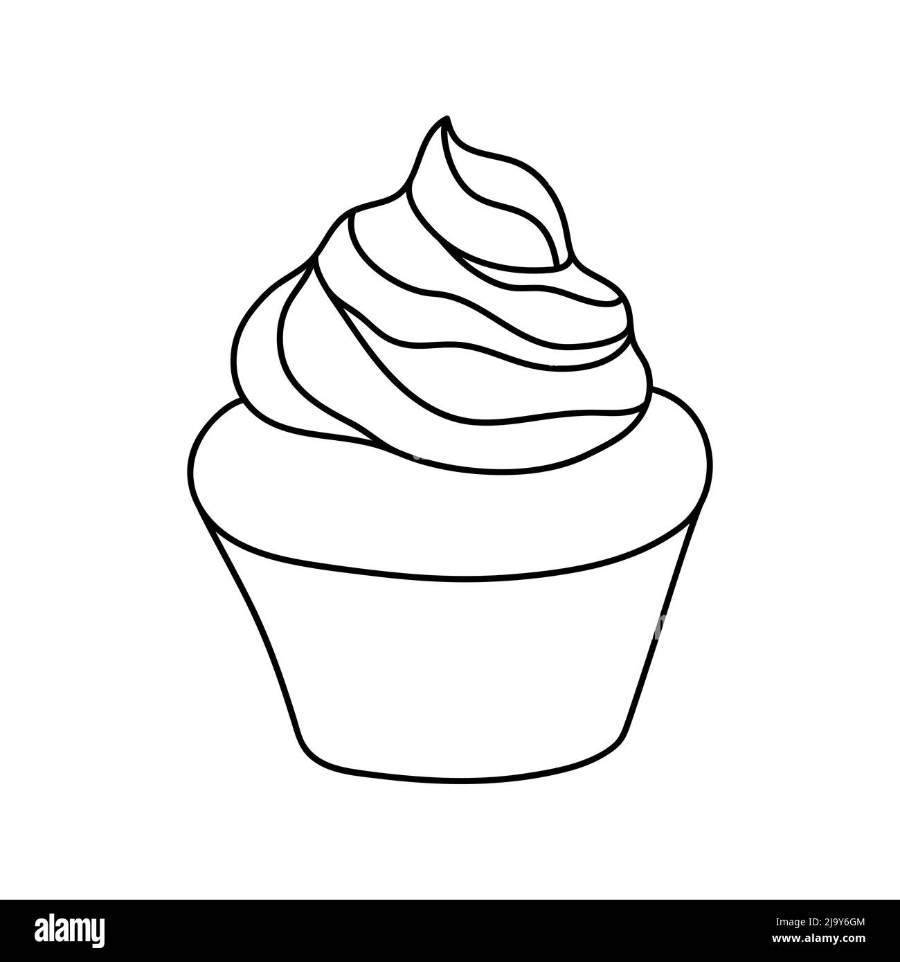 Gâteau de tasse Doodle. Design sketch élément pour menu café, bistrot, restaurant, café, boulangerie, étiquette, affiche, bannière, prospectus et emballage. Vecteur illus Illustration de Vecteur
