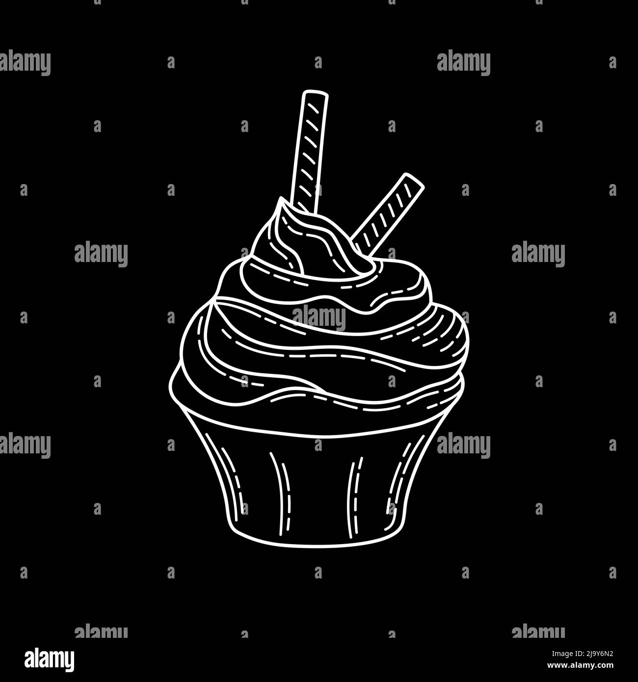 Design sketch élément pour menu café, bistrot, restaurant, café, boulangerie, étiquette, affiche, bannière, prospectus et emballage. Illustration vectorielle sur un Bla Illustration de Vecteur