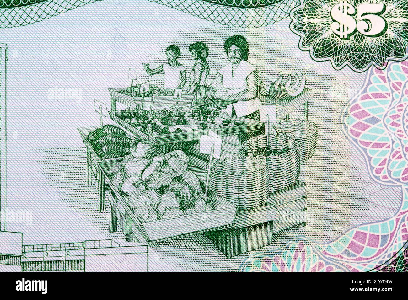 Les femmes au bord de la route produisent stand de l'argent de Trinité-et-Tobago - Dollar Banque D'Images