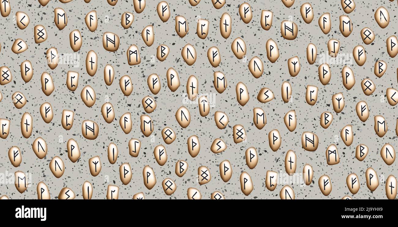 Runes Schéma ethnique sans couture. Alphabet runique, Futhark. Symboles ...