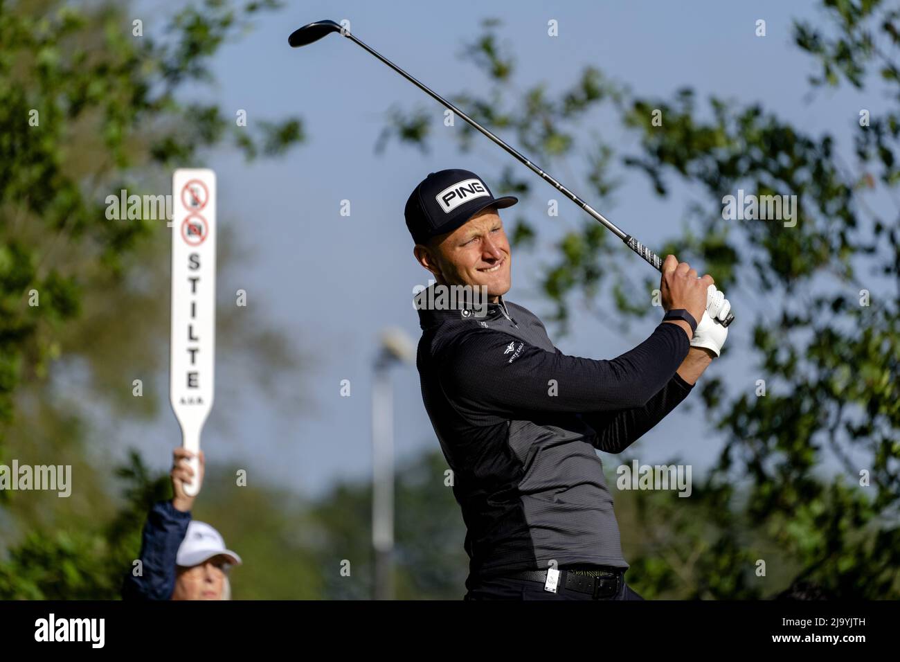 CROMVOIRT - Adrian Meronk de Pologne en action le premier jour de l'Open  des pays-Bas. L'édition 102nd du tournoi international de golf se jouera  sur le parcours de golf Bernardus. ANP SANDER