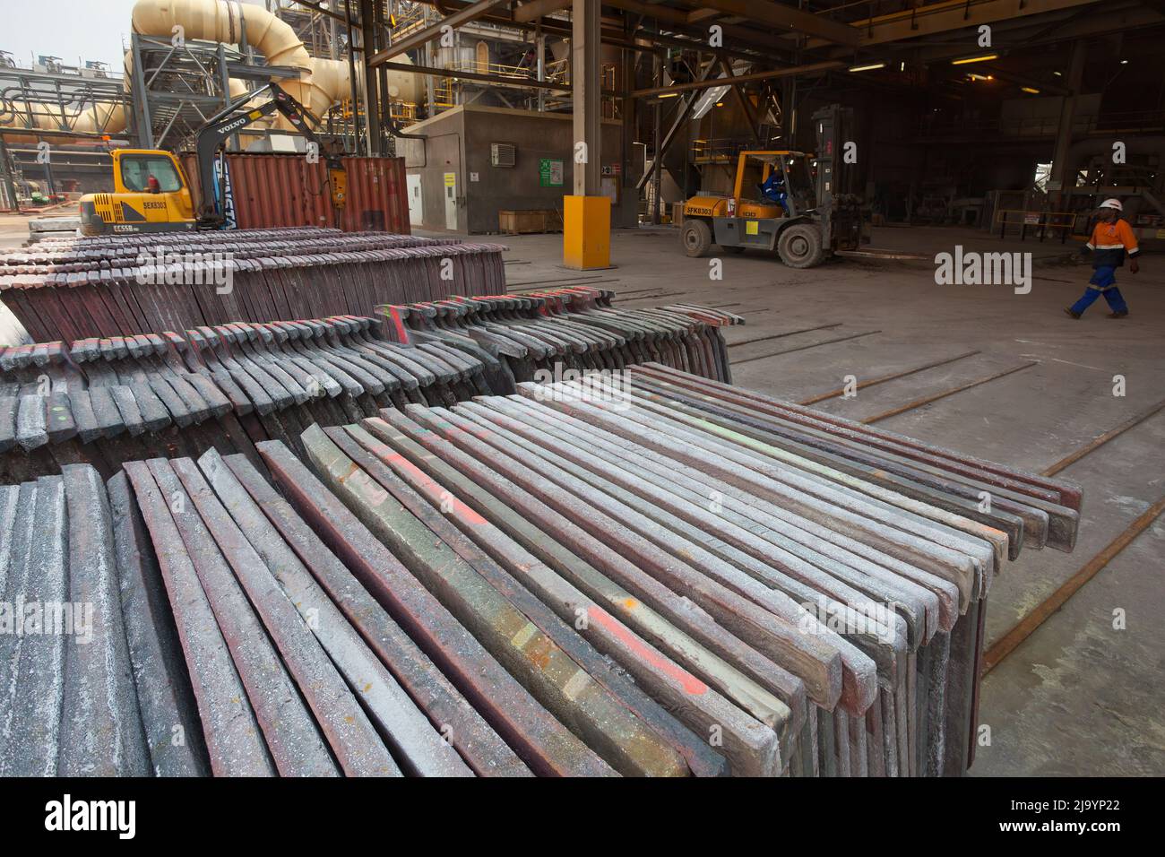 Plaques de cuivre empilées Banque D'Images