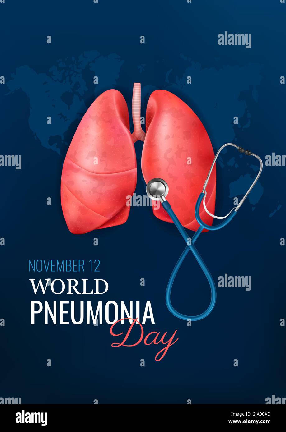 Notion réaliste de jour de pneumonie avec illustration vectorielle des symboles pulmonaires sains Illustration de Vecteur