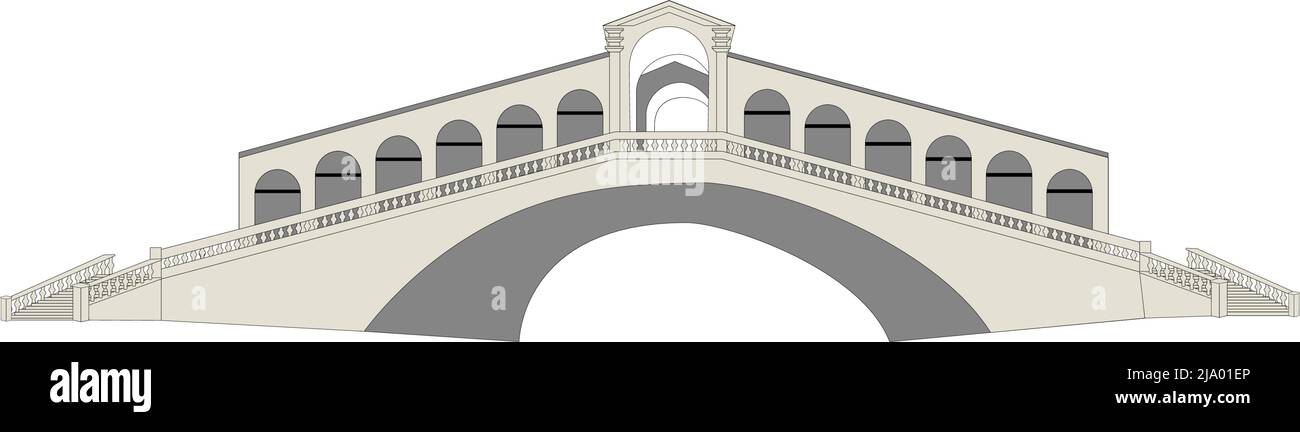 pont du rialto avec fond blanc Banque D'Images