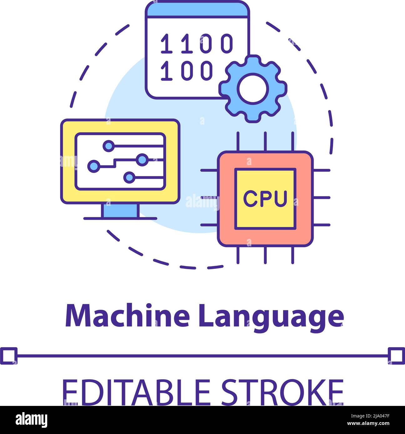 Icône de concept de langage machine Illustration de Vecteur