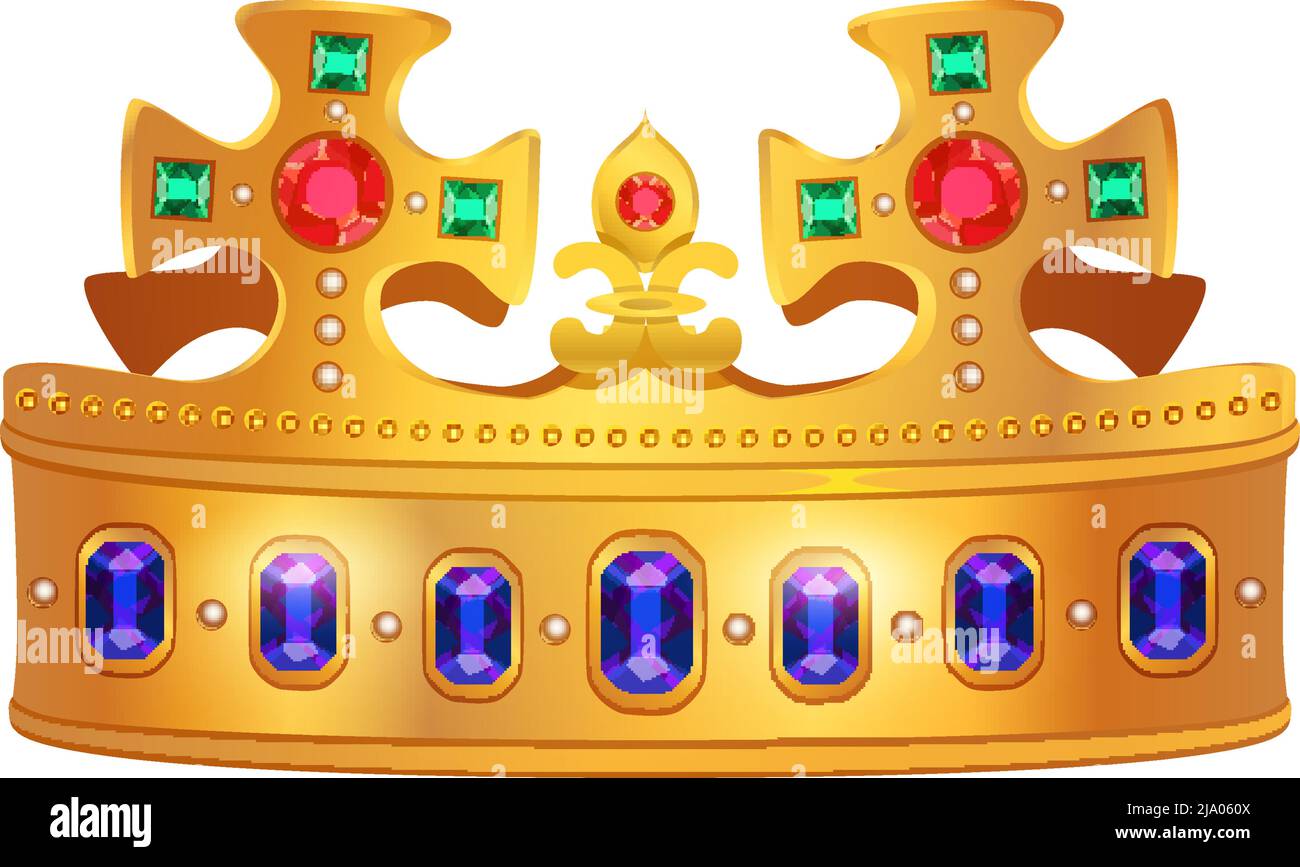 Composition de couronne dorée royale avec image isolée de couronne pour reine empereur roi et illustration vectorielle d'impératrice Illustration de Vecteur