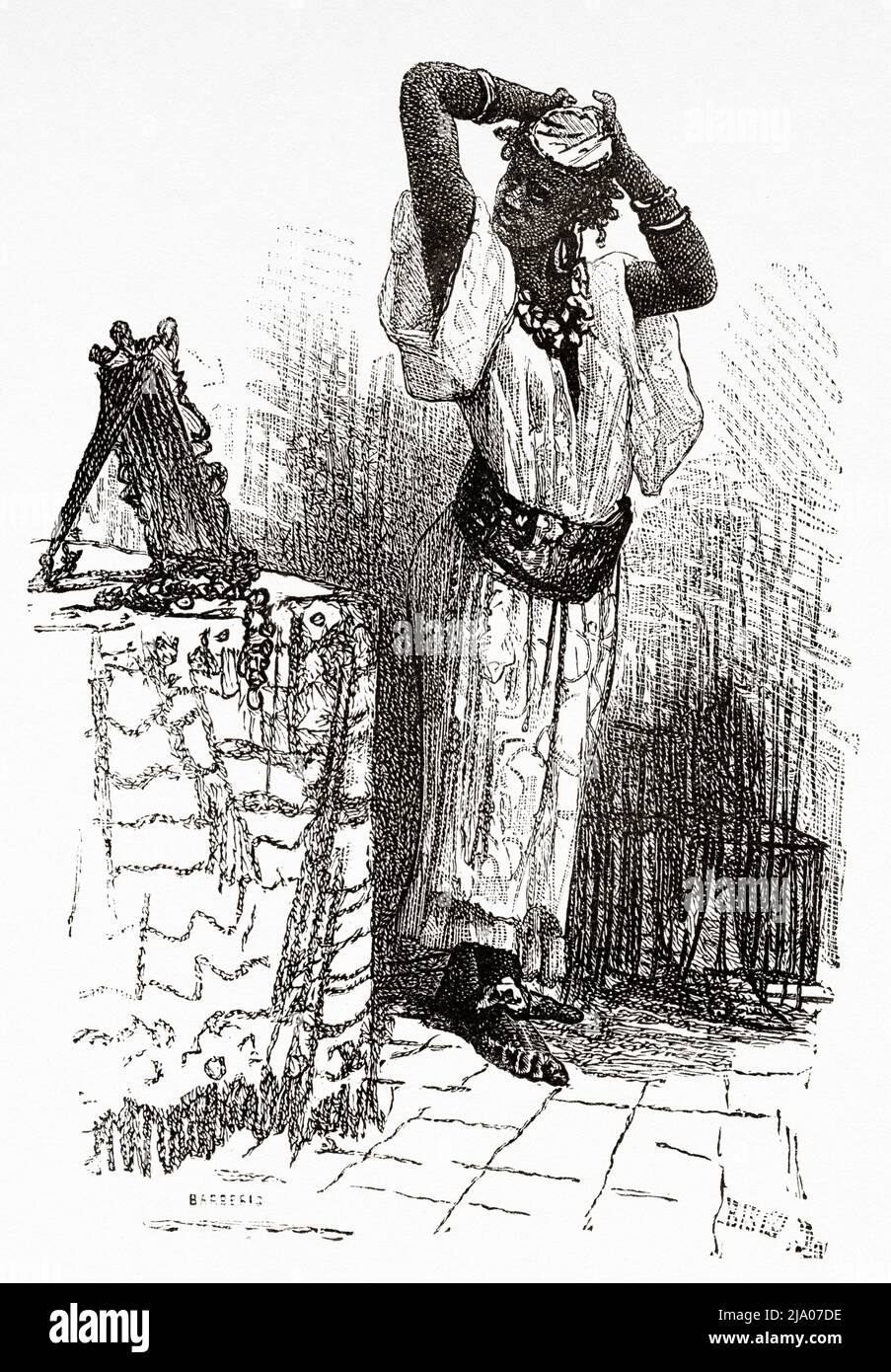 Servante noire, Maroc. Nord de l'Afrique. Maroc par Edmondo de Amicis 1875. Le Tour du monde 1879 Banque D'Images