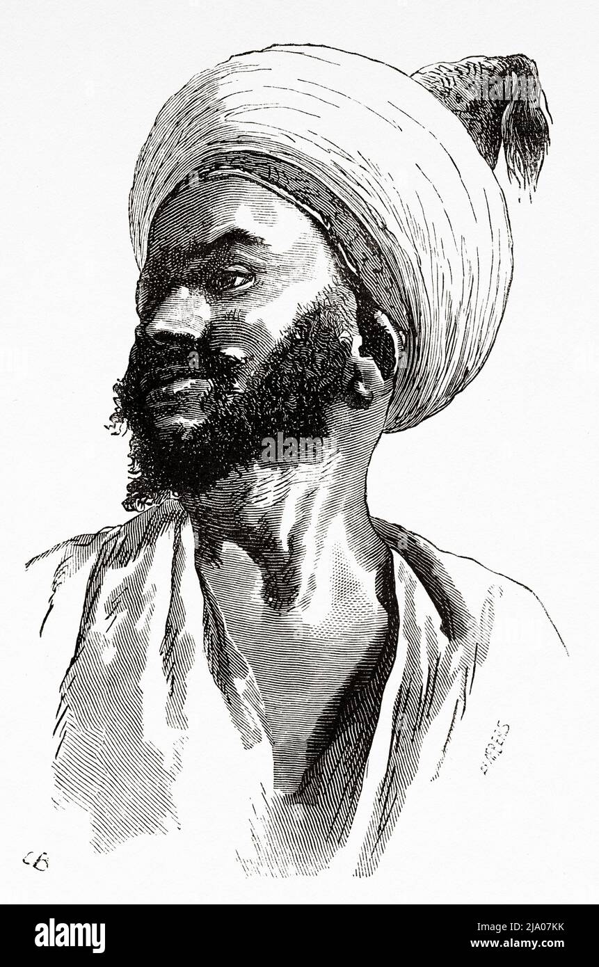 Portrait d'un arabe, Maroc. Nord de l'Afrique. Maroc par Edmondo de Amicis 1875. Le Tour du monde 1879 Banque D'Images