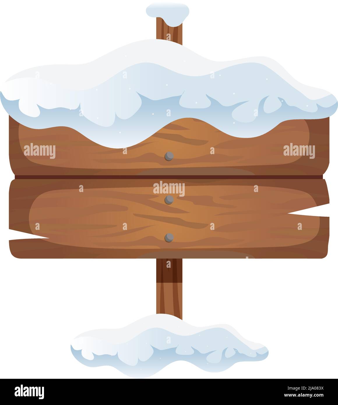 Ancien poteau de direction en bois recouvert de neige illustration réaliste de vecteur Illustration de Vecteur