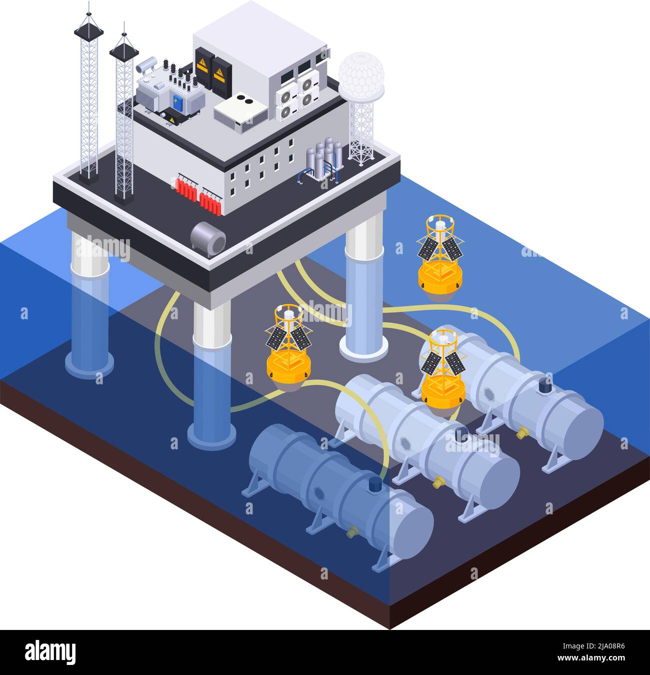 Centre de données équipement de bâtiment éléments d'infrastructure générateurs de puissance vue isométrique avec illustration vectorielle transparente des murs de sous-sol Illustration de Vecteur