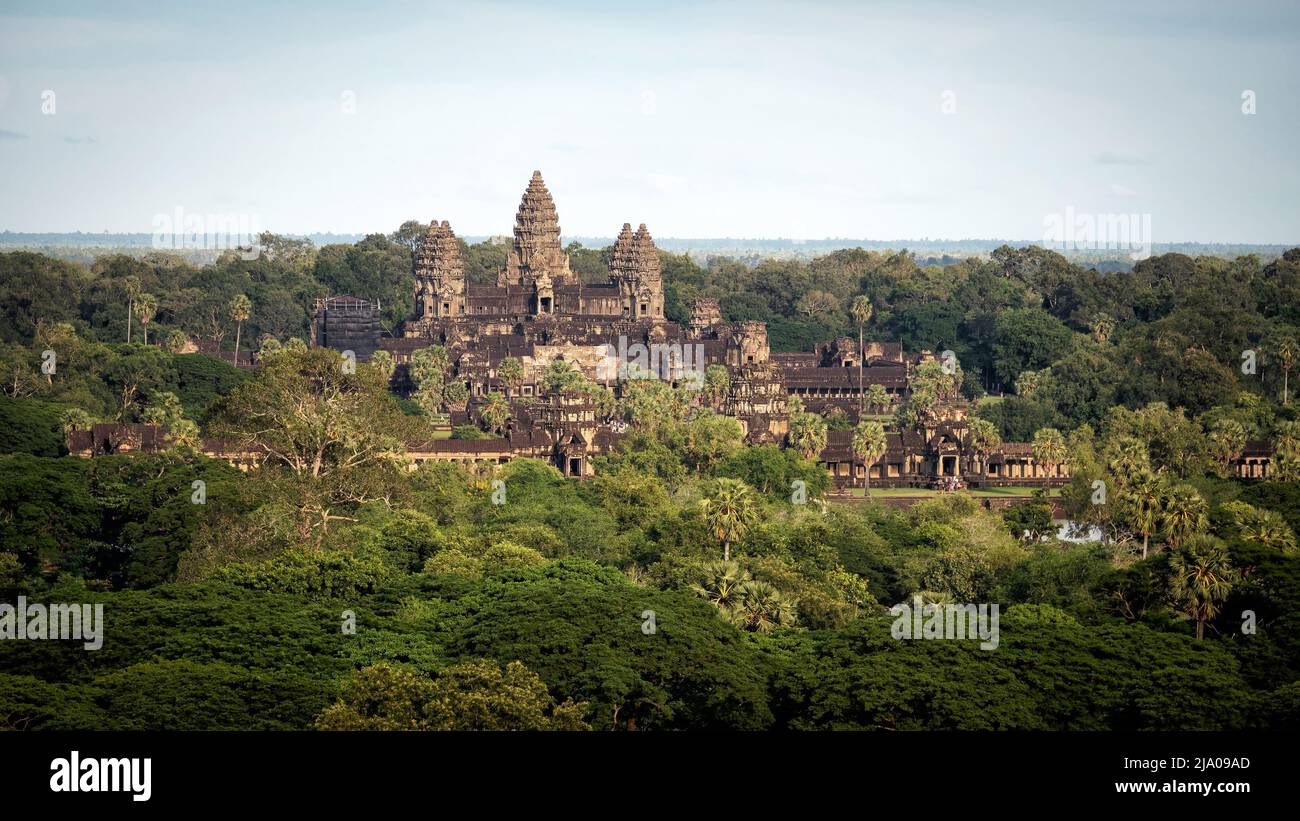 Vue aérienne du temple d'Angkor Wat près de Siem Reap, Cambodge. Banque D'Images