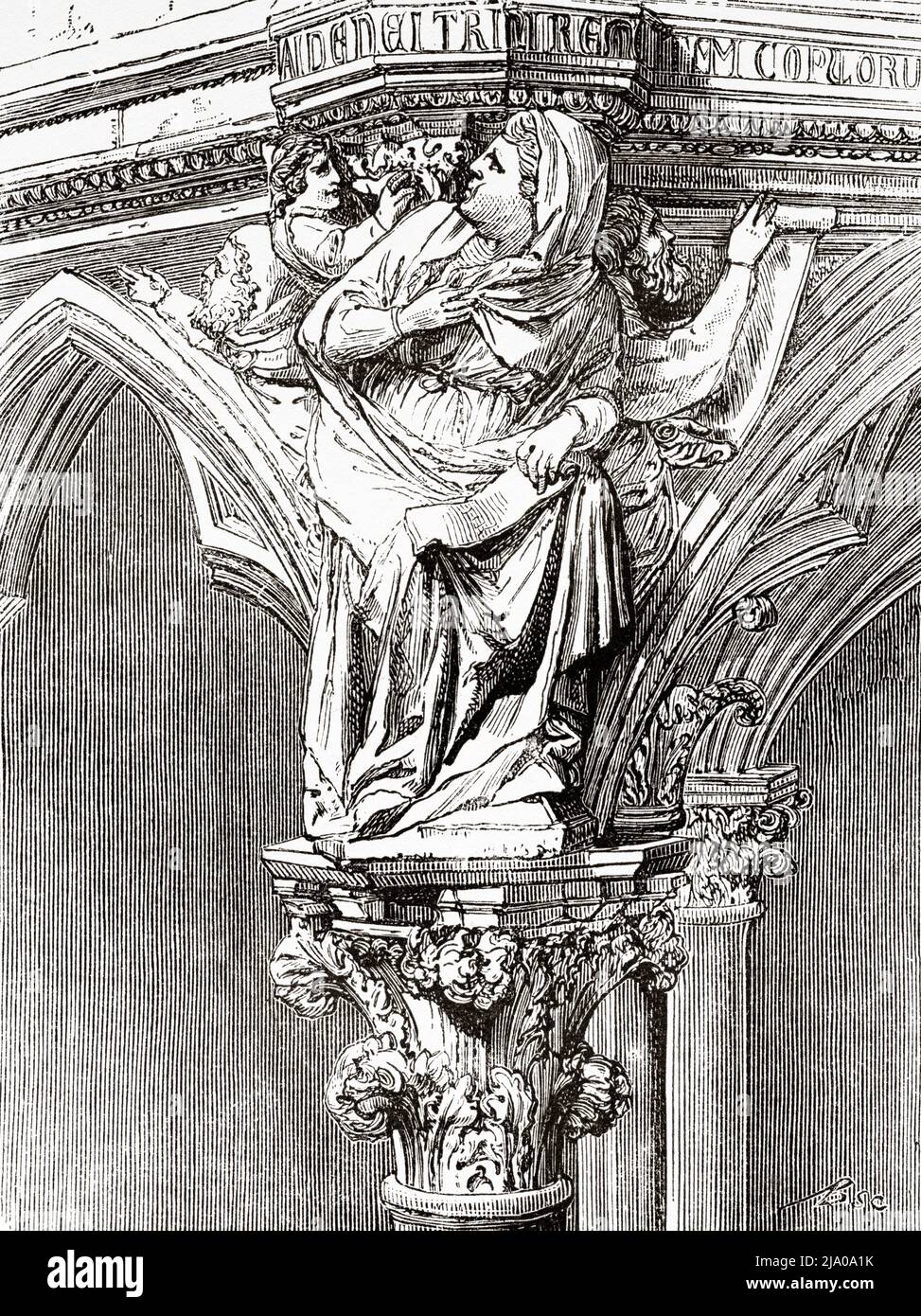 Chaire par Giovanni Pisano, église Saint Andrea, Pistoia. Toscane, Italie centrale. Europe. Petites villes et grand art en Toscane par Henri Belle 1871. Le Tour du monde 1879 Banque D'Images