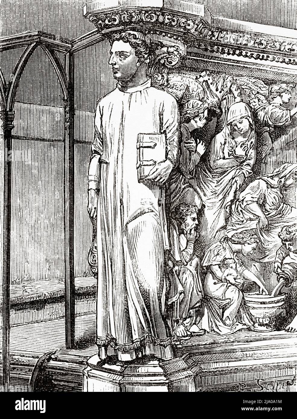 Chaire par Giovanni Pisano, Eglise Sant Andrea, Pistoia. Toscane, Italie centrale. Europe. Petites villes et grand art en Toscane par Henri Belle 1871. Le Tour du monde 1879 Banque D'Images