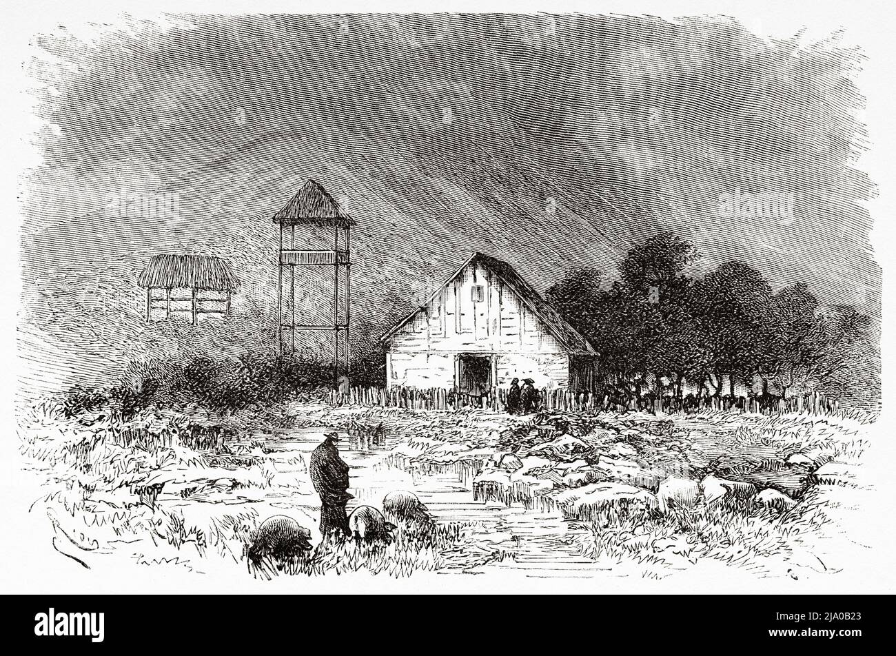 Église dans la ville d'Altaquer, colonie dans la municipalité de Barbacoas. Département de Nariño. Colombie, Amérique du Sud. Voyage à travers l'Amérique équinotiale 1875-1876 par Edward François Andre. Le Tour du monde 1879 Banque D'Images