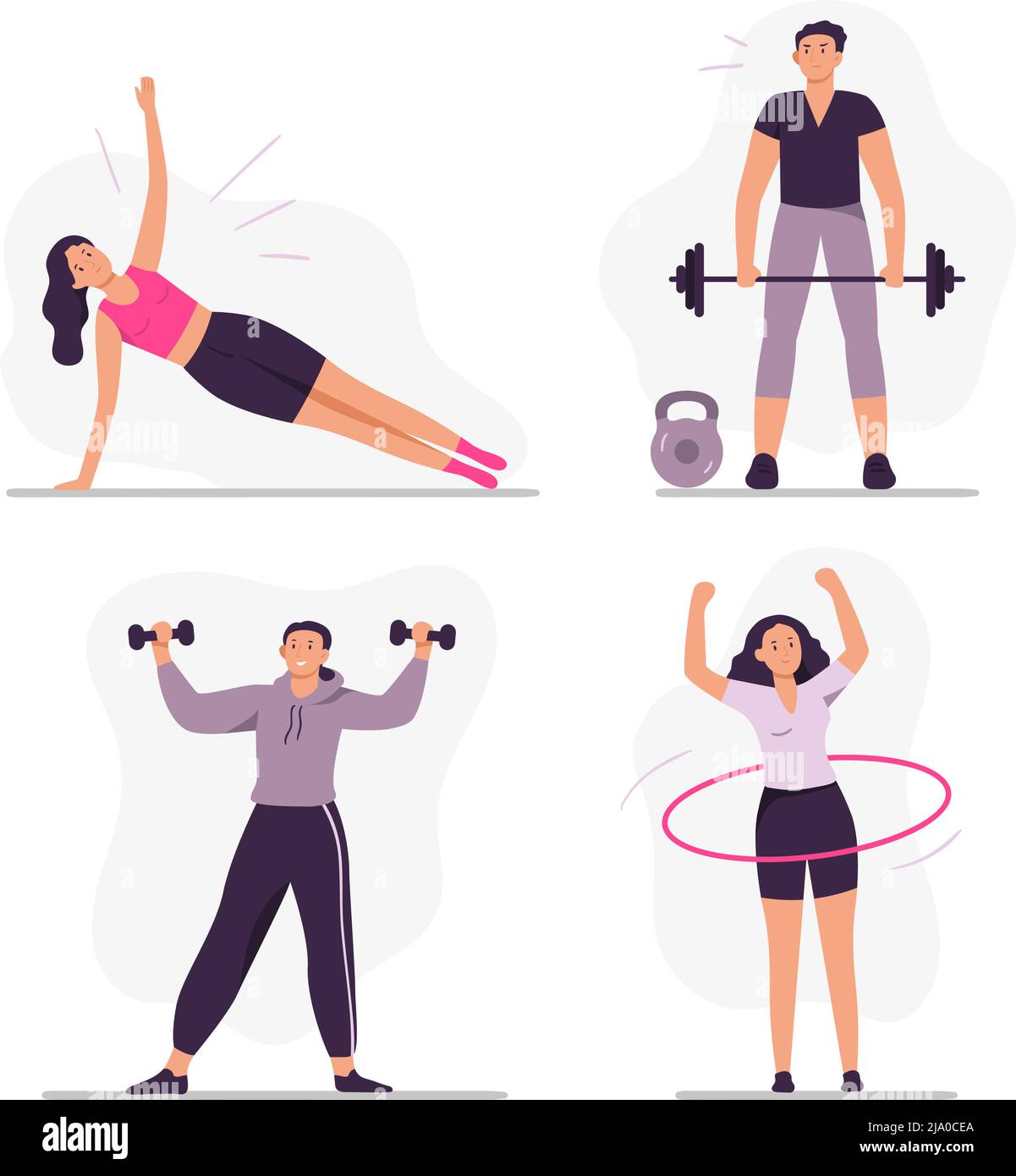 Faire du sport, faire de l'exercice physique par la femme et l'homme Illustration de Vecteur