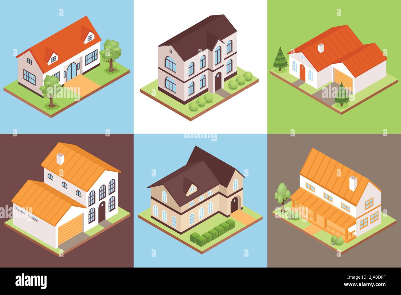 Concept de maison privée isométrique avec prix de taille différente illustration vectorielle des bâtiments de style et Illustration de Vecteur