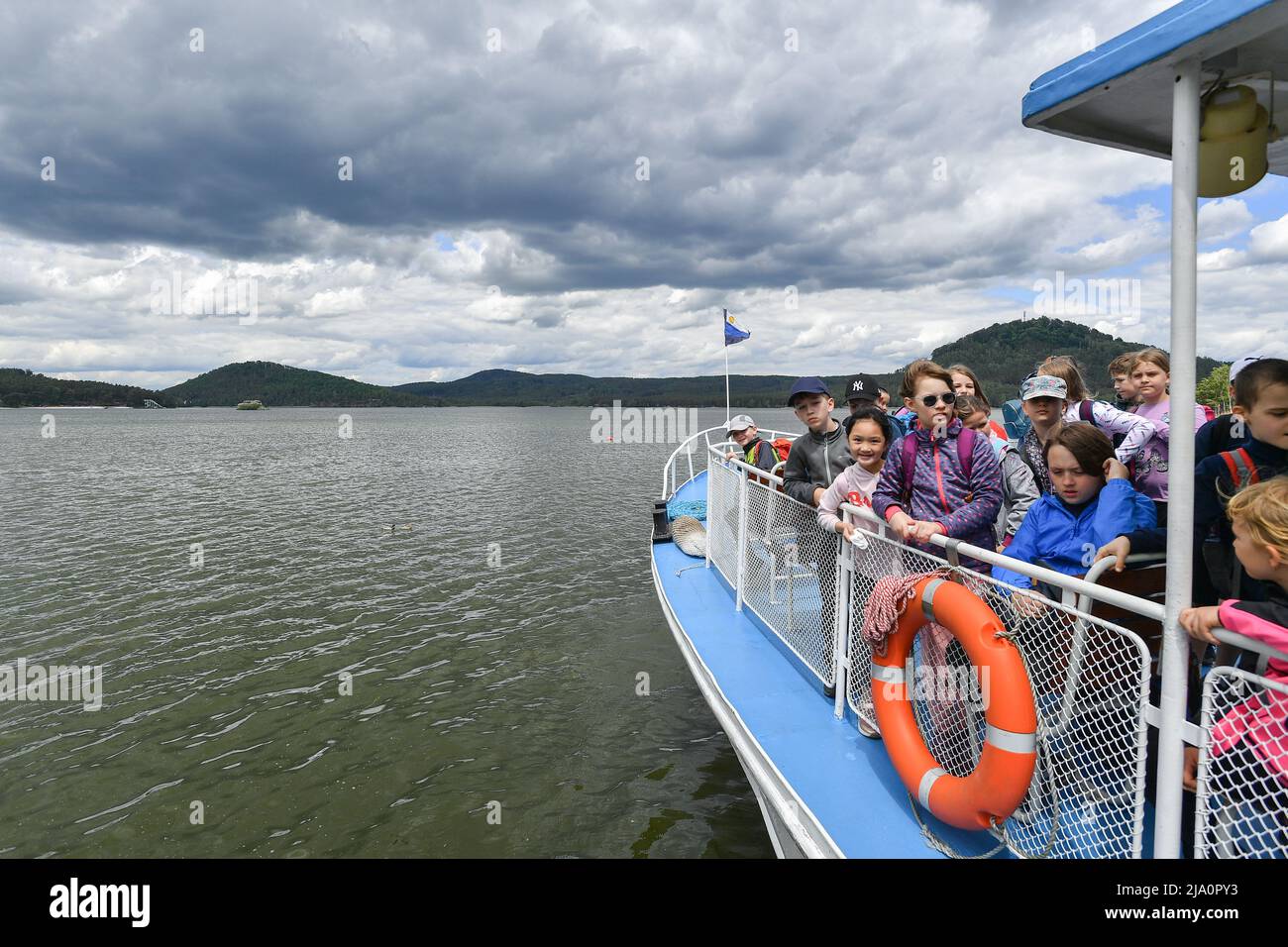 Croisière du bateau sur le lac Macha (Machovo jezero) à Doksy, République Tchèque, 26 mai 2022. (CTK photo/vit Cerny) Banque D'Images