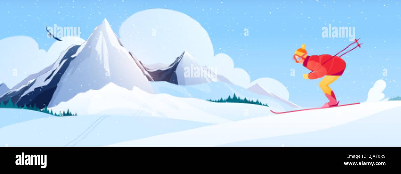 Composition de la station de ski avec symboles de ski alpin illustration vectorielle plate Illustration de Vecteur