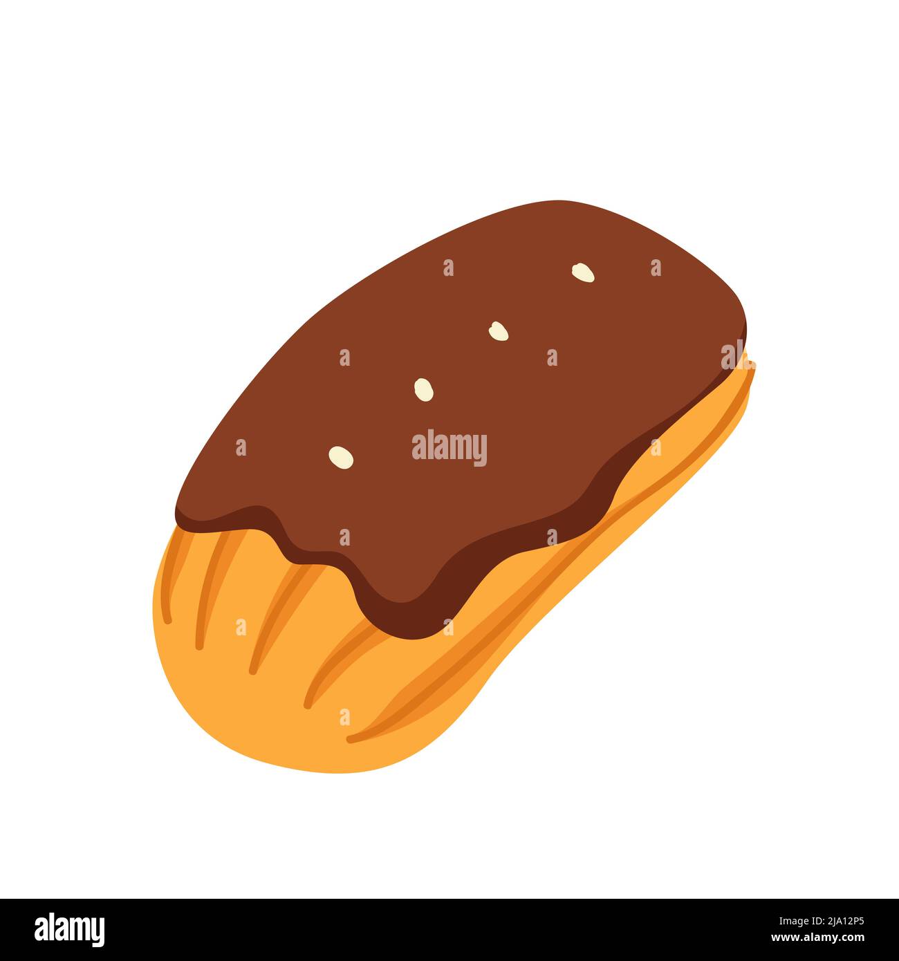 Pâte d'Eclair avec garniture de glaçage au chocolat Illustration de Vecteur