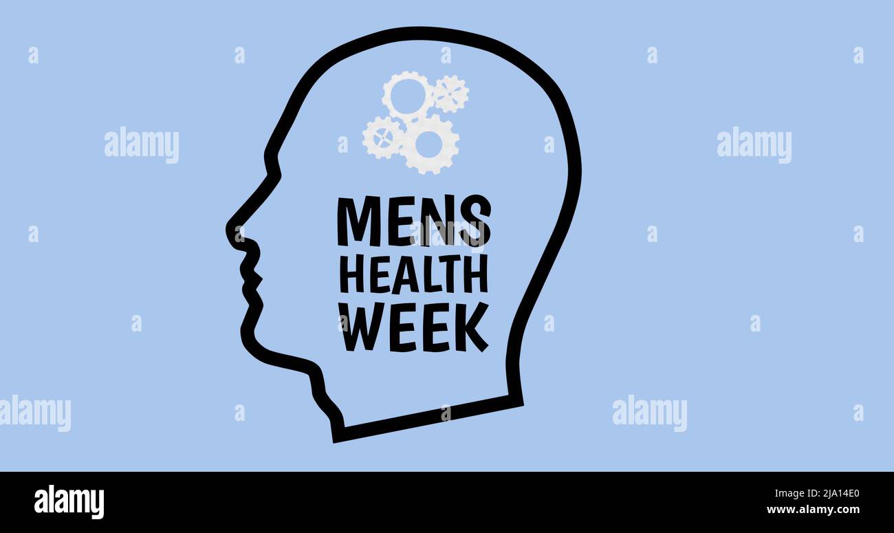 Image du texte de la semaine de la santé des hommes sur la tête avec des engrenages Banque D'Images