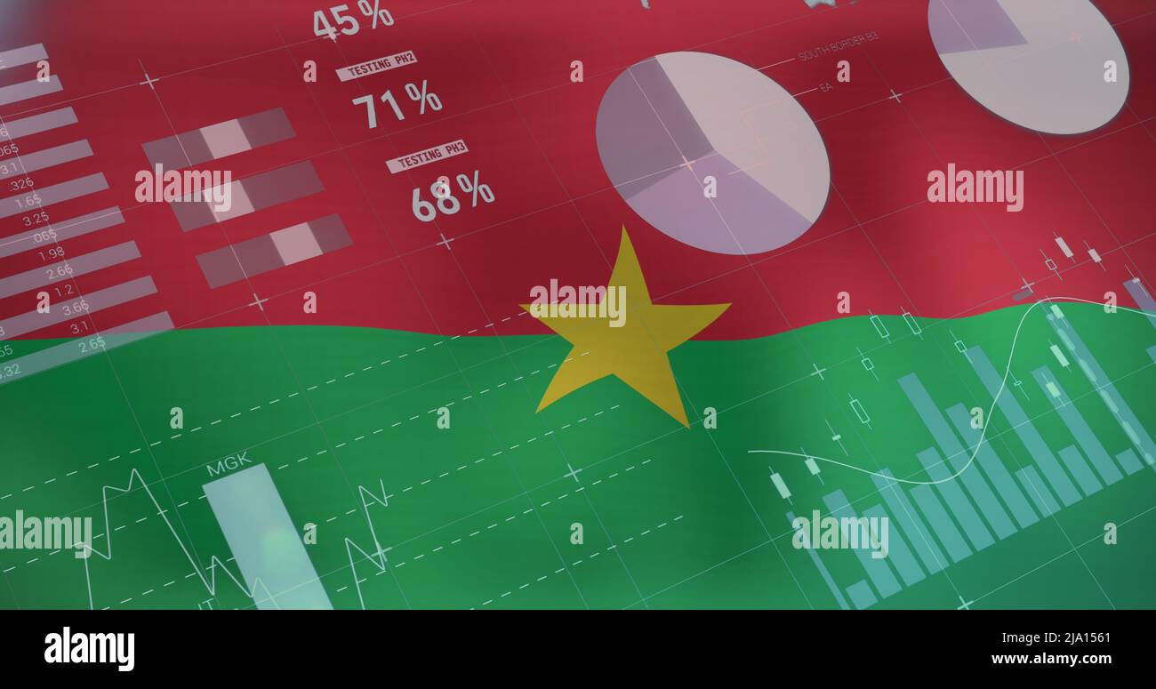 Image du traitement des données sur le drapeau du burkina faso Banque D'Images