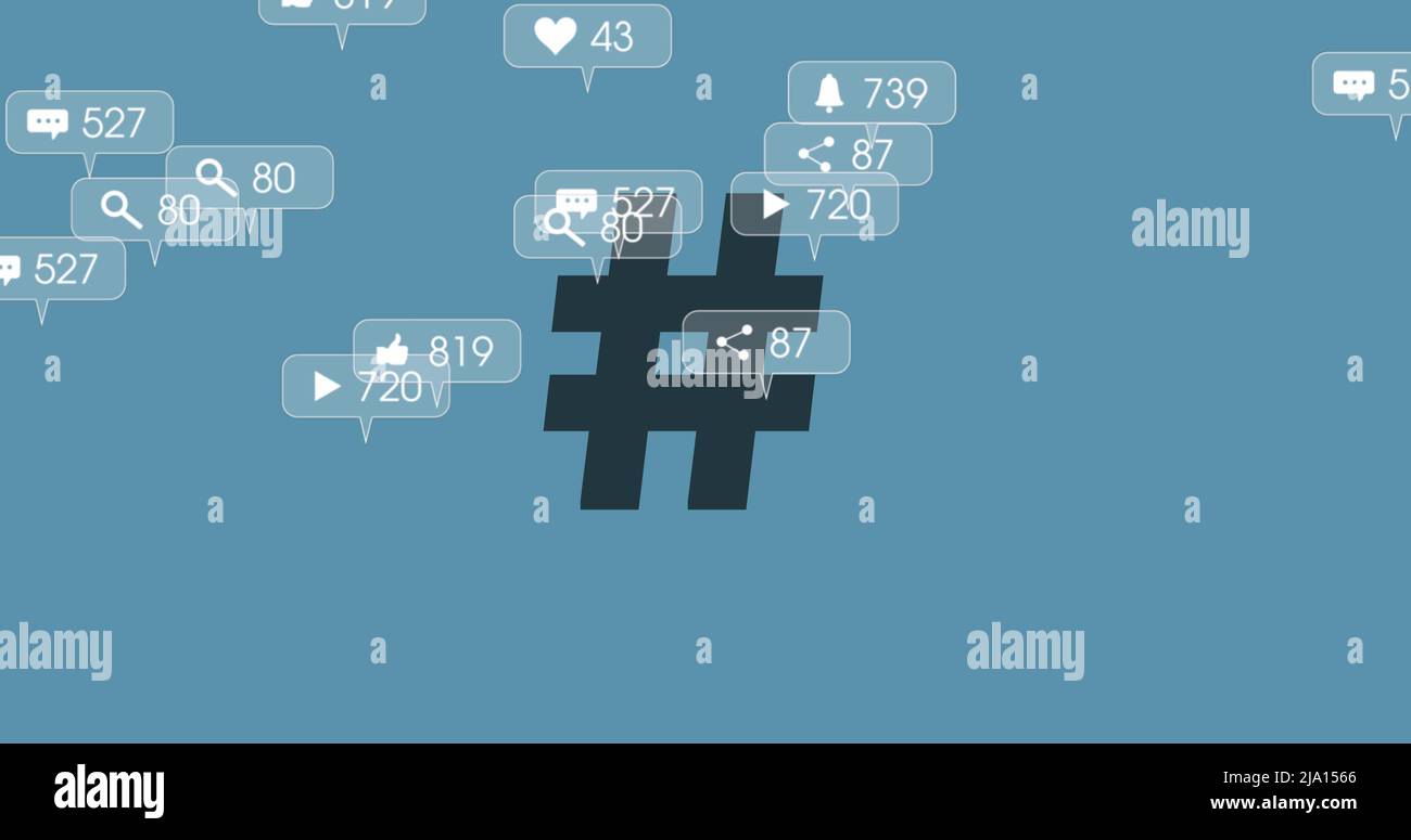 Image d'un hashtag sur les icônes multimédia Banque D'Images