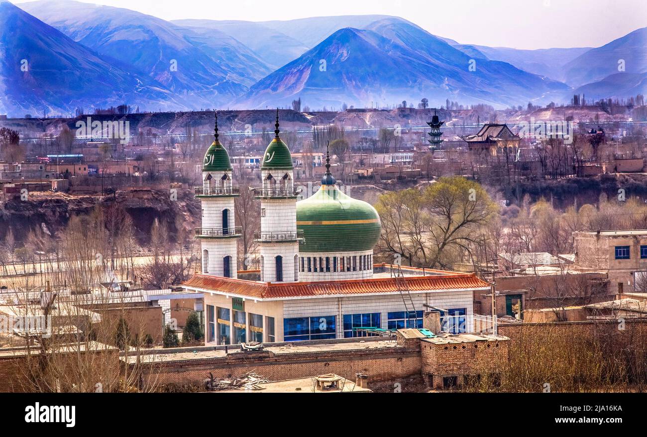 Mosquées islamiques Lanzhou Gansu province Chine région d'Uighur Banque D'Images