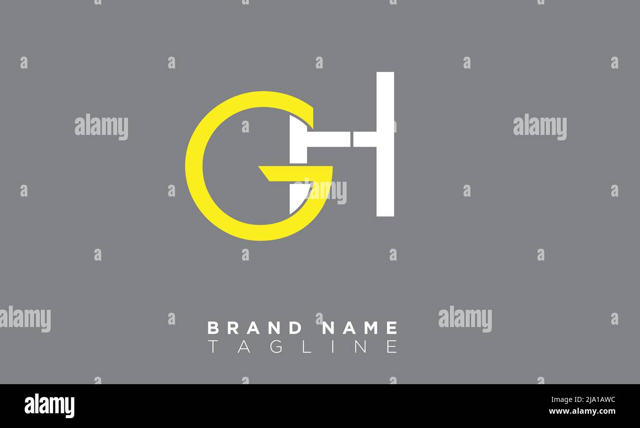 GH lettres Alphabet initiales logo Nonogramme Illustration de Vecteur