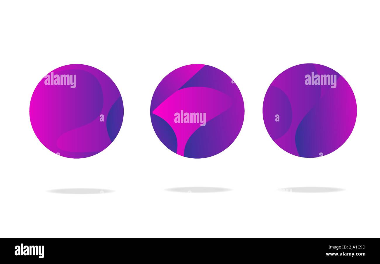 Ensemble de badges abstraits, d'icônes ou de formes aux couleurs violettes tendance Illustration de Vecteur