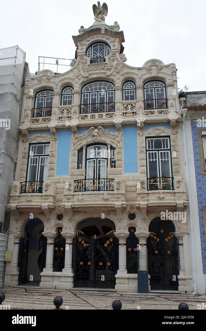 Bâtiment emblématique orné abritant le musée Art Nouveau, Museu de Arte Nova, Aveiro, Portugal Banque D'Images