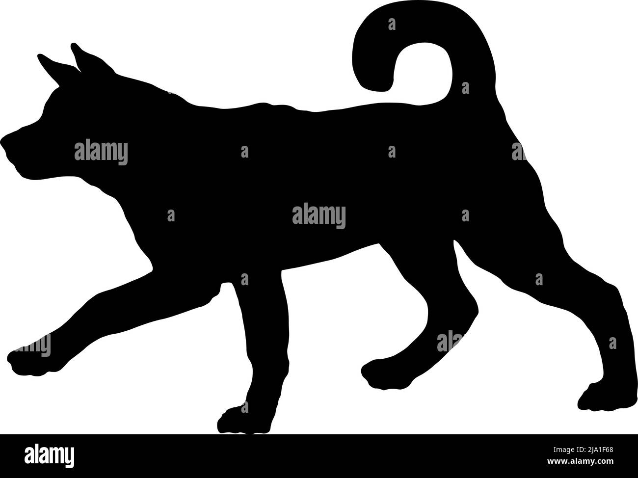 Silhouette de chien noire. La course à pied d'un chiot akita américain. Animaux de compagnie. Isolé sur un fond blanc. Illustration vectorielle. Illustration de Vecteur Silhouette de chien noire. La course à pied d'un chiot akita américain. Animaux de compagnie. Isolé sur un fond blanc. Illustration vectorielle. Illustration de Vecteur